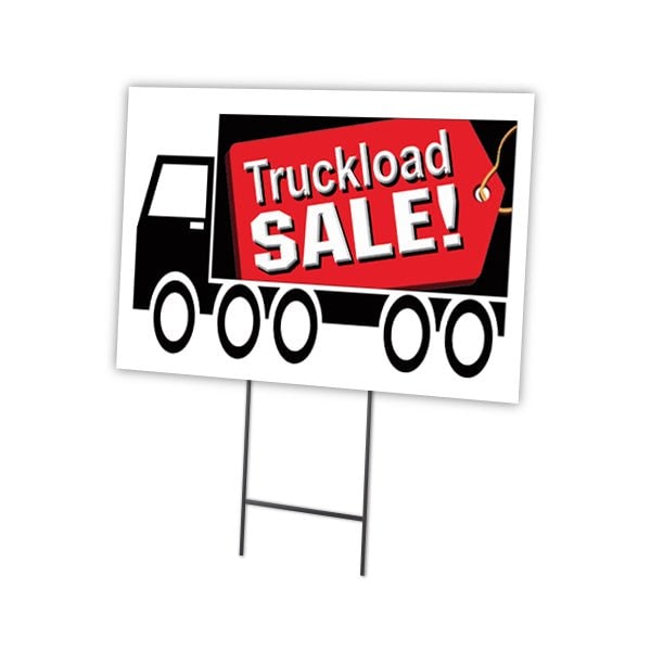 Truckload Sale Yard Sign & Stake outdoor plastic coroplast window, C-1824-DS-Truckload Sale